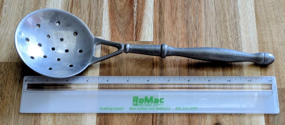 Vintage 1976 Wilton Armetale Pewter Skimmer Spoon Slotted Strainer 12" RWP USA